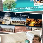 QUT Wellness Leader desk sign, Ann Britton DL Postcard and Professor Ian Frazer Invitation