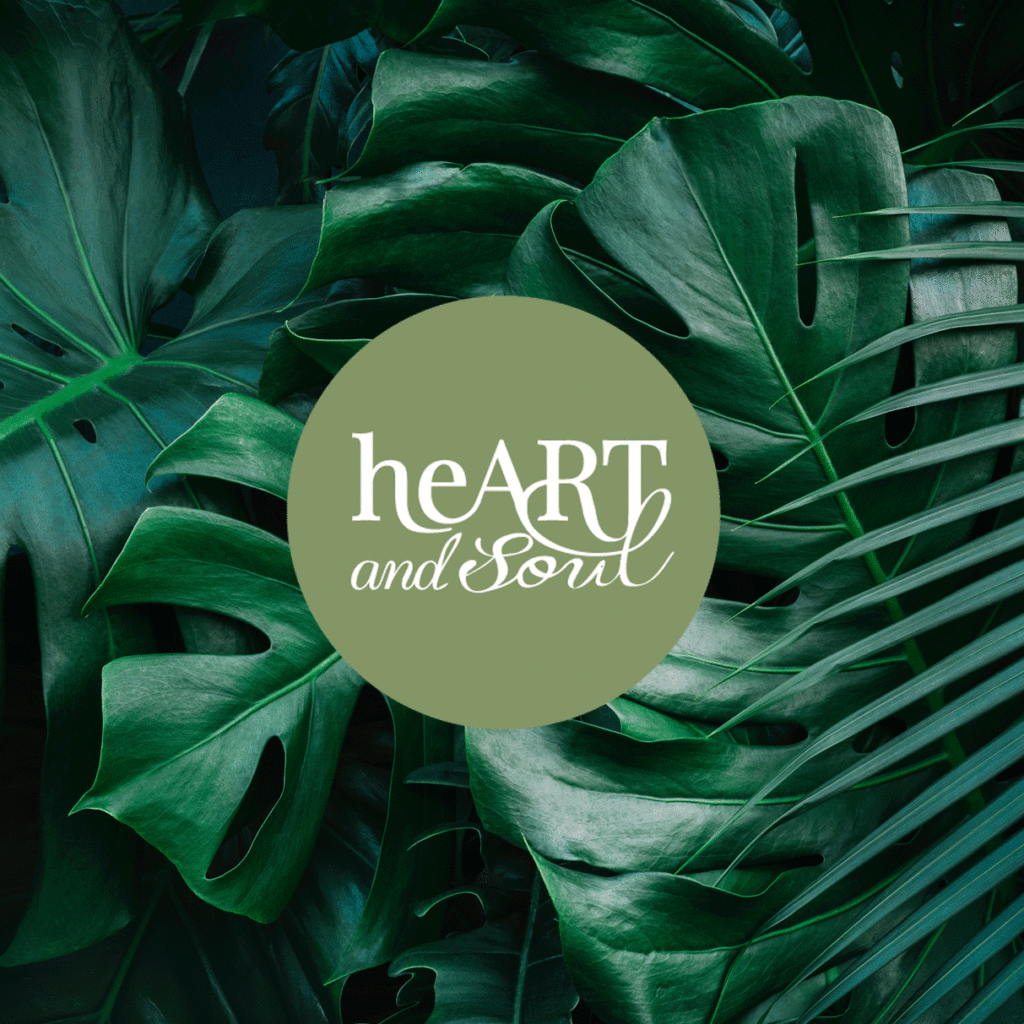 heART and Soul logo animated on monstera leaves