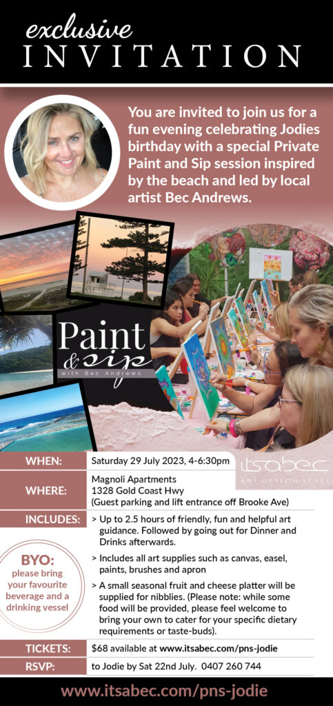 Paint and Sip - Invitation - PRIVATE - Jodie Thring v2